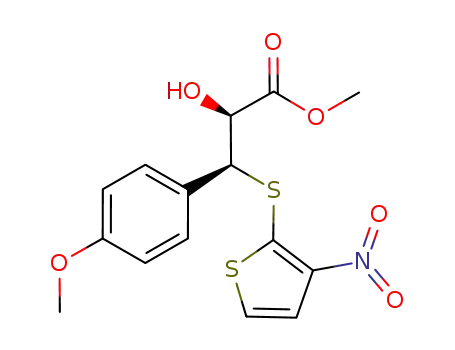 Molecular Structure of 1011797-49-1 ((-)-(2S,3S)-methyl-2-hydroxy-3-(4-methoxyphenyl)-3-(3-nitro-2-thienylthio)propionate)