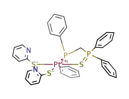 Molecular Structure of 285547-32-2 (cis-[Pt(η1-S-pyridine-2-thiolato)2(dppmPS)])