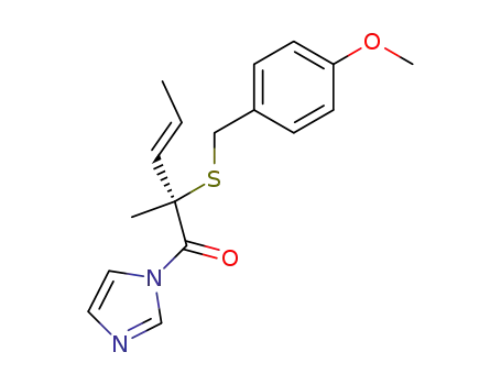 Molecular Structure of 114191-23-0 (1-<(2S,3E)-2-(4-Methoxybenzylthio)-2-methylpent-3-enoyl>imidazole)