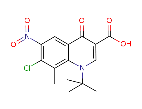 Molecular Structure of 1146300-33-5 (1-tert-butyl-7-chloro-1-1,4-dihydro-8-methyl-6-nitro-4-oxoquinolone-3-carboxylic acid)