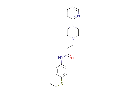Molecular Structure of 104373-77-5 (N-[4-(propan-2-ylsulfanyl)phenyl]-3-[4-(pyridin-2-yl)piperazin-1-yl]propanamide)