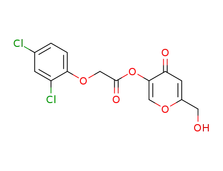 Molecular Structure of 128998-08-3 ((2,4-Dichloro-phenoxy)-acetic acid 6-hydroxymethyl-4-oxo-4H-pyran-3-yl ester)