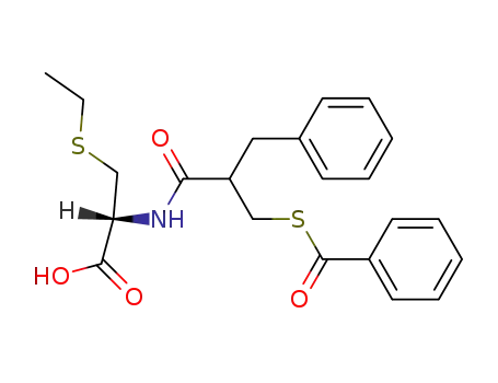 Molecular Structure of 88389-24-6 (L-Cysteine, N-[2-[(benzoylthio)methyl]-1-oxo-3-phenylpropyl]-S-ethyl-)
