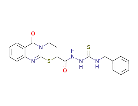 Molecular Structure of 1140176-73-3 (1-[(3-ethyl-4-oxo-3,4-dihydroquinazolin-2-yl)mercaptoacetyl]-4-benzylthiosemicarbazide)