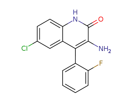 Molecular Structure of 5219-86-3 (2(1H)-Quinolinone, 3-amino-6-chloro-4-(2-fluorophenyl)-)
