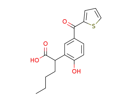 Molecular Structure of 109241-76-1 (2-[2-hydroxy-5-(thiophen-2-ylcarbonyl)phenyl]hexanoic acid)