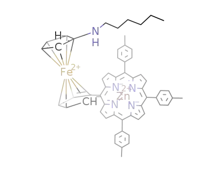 Molecular Structure of 838825-87-9 (zinc(II) 5-[1'-(hexylaminomethyl)ferrocenyl]-10,15,20-tri(p-tolyl)porphyrin)