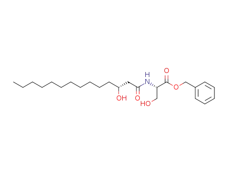 Molecular Structure of 140455-48-7 (L-Serine, N-(3-hydroxy-1-oxotetradecyl)-, phenylmethyl ester, (R)-)