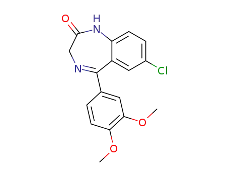 Molecular Structure of 105278-81-7 (2H-1,4-Benzodiazepin-2-one,
7-chloro-5-(3,4-dimethoxyphenyl)-1,3-dihydro-)