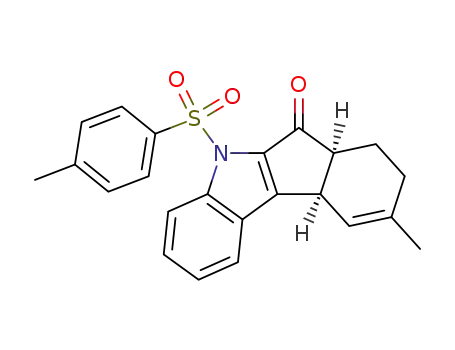 Molecular Structure of 121667-74-1 (Indeno[2,1-b]indol-6(5H)-one,
6a,7,8,10a-tetrahydro-9-methyl-5-[(4-methylphenyl)sulfonyl]-, cis-)