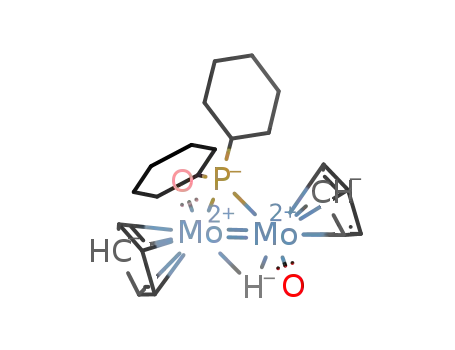 Molecular Structure of 537683-54-8 ([Mo2(η5-cyclopentadienyl)2(μ-H)(μ-PCy2)(CO)2])