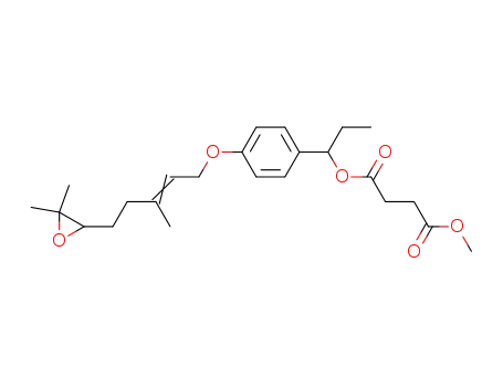 Molecular Structure of 79727-75-6 (Butanedioic acid,
1-[4-[[5-(3,3-dimethyloxiranyl)-3-methyl-2-pentenyl]oxy]phenyl]propyl
methyl ester)