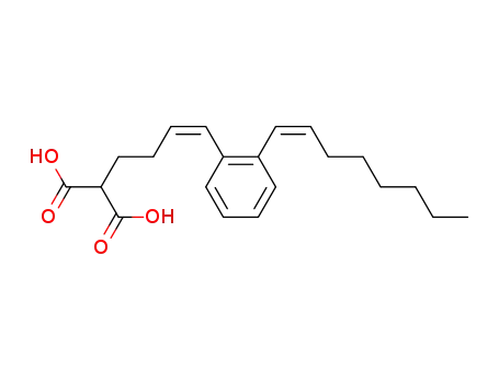 Molecular Structure of 107586-22-1 (Propanedioic acid, [4-[2-(1-octenyl)phenyl]-3-butenyl]-, (Z,Z)-)