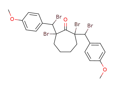Molecular Structure of 103381-48-2 (Cycloheptanone, 2,7-dibromo-2,7-bis[bromo(4-methoxyphenyl)methyl]-)