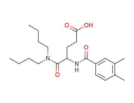 97964-53-9,N,N-dibutyl-N~2~-(3,4-dimethylbenzoyl)-alpha-glutamine,4-Dibutylcarbamoyl-4-(3,4-dimethyl-benzoylamino)-butyric acid;D,L-4-(3,4-dimethyl-benzoyl-amino)-5-(di-n-butyl-amino)-5-oxo-pentanoic acid;