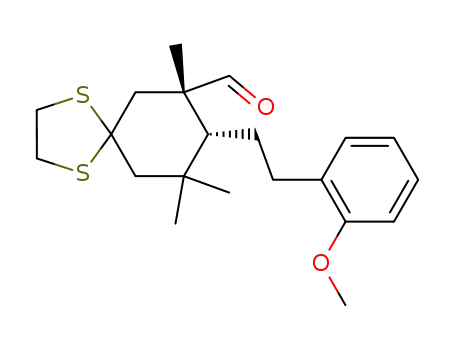 Molecular Structure of 110654-72-3 ((+/-)-(1RS,2SR)-5,5-ethylenedithio-2-<2-(2-methoxyphenyl)ethyl>-1,3,3-trimethylcyclohexanecarbaldehyde)