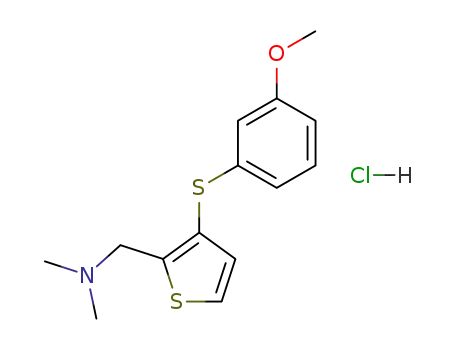Molecular Structure of 134478-61-8 (1-{3-[(3-methoxyphenyl)sulfanyl]thiophen-2-yl}-N,N-dimethylmethanamine hydrochloride)