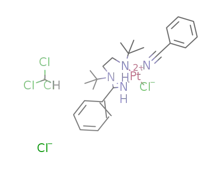 Molecular Structure of 99727-69-2 ([Pt(NHC(C<sub>6</sub>H<sub>5</sub>)N(C<sub>4</sub>H<sub>9</sub>)CH<sub>2</sub>CH<sub>2</sub>NH(C<sub>4</sub>H<sub>9</sub>))Cl(NC(C<sub>6</sub>H<sub>5</sub>))]<sup>(1+)</sup>*Cl<sup>(1-)</sup>*CHCl<sub>3</sub>)