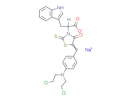 sodium 2-[(5E)-5-({4-[bis(2-chloroethyl)amino]phenyl}methylidene)-4-oxo-2-thioxo-1,3-thiazolidin-3-yl]-3-(1H-indol-3-yl)propanoate