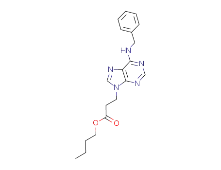 Molecular Structure of 1033400-03-1 (3-(6-benzylamino-purin-9-yl)-propionic acid butyl ester)