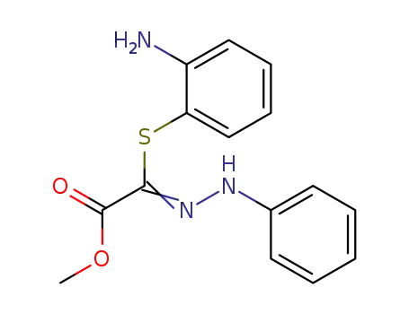 Molecular Structure of 89479-44-7 (Acetic acid, [(2-aminophenyl)thio](phenylhydrazono)-, methyl ester)