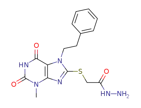 Molecular Structure of 107608-60-6 ((3-Methyl-7-β-phenylethylxanthinyl-8) thioacetic hydrazide)