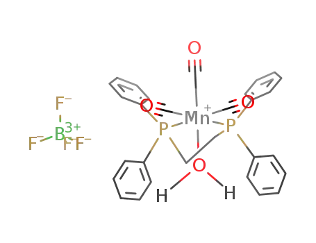 Molecular Structure of 247939-31-7 ([fac-Mn(CO)3(1,2-bis(diphenylphosphino)ethane)(OH<sub>2</sub>)]BF<sub>4</sub>)