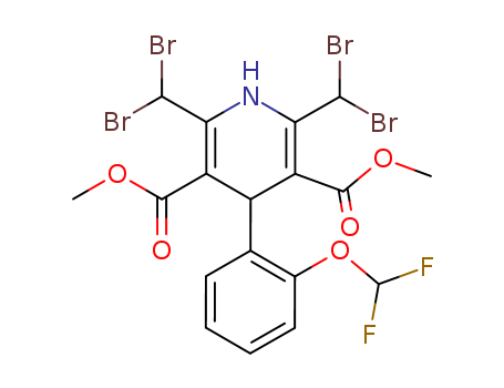 Molecular Structure of 126382-68-1 (3,5-Pyridinedicarboxylic acid,
2,6-bis(dibromomethyl)-4-[2-(difluoromethoxy)phenyl]-1,4-dihydro-,
dimethyl ester)