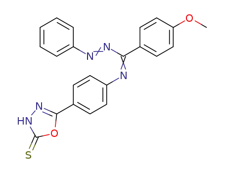 Molecular Structure of 122351-97-7 (5-[4-({(1Z)-(4-methoxyphenyl)[(E)-phenyldiazenyl]methylidene}amino)phenyl]-1,3,4-oxadiazole-2(3H)-thione)
