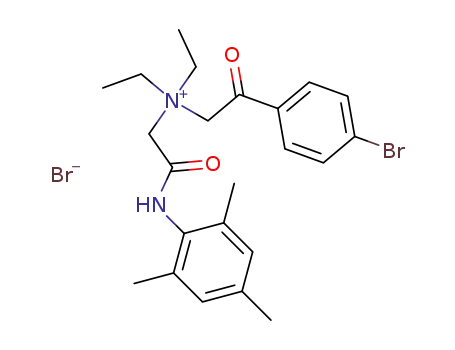 Molecular Structure of 79143-69-4 ([2-(4-Bromo-phenyl)-2-oxo-ethyl]-diethyl-[(2,4,6-trimethyl-phenylcarbamoyl)-methyl]-ammonium; bromide)