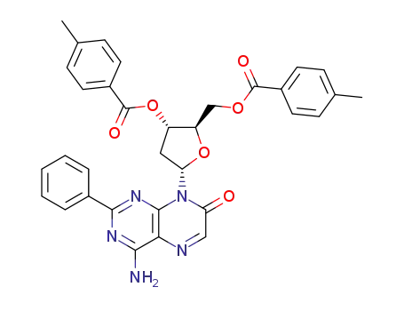 4-Amino-8-<2-desoxy-3,5-bis-O-(4-methylbenzoyl)-α-D-ribofuranosyl>-2-phenyl-7(8H)-pteridinon