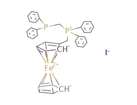 Molecular Structure of 84469-70-5 ((diphenylphosphinomethyl)(ferrocenylmethyl)diphenylphosphoniumiodide)