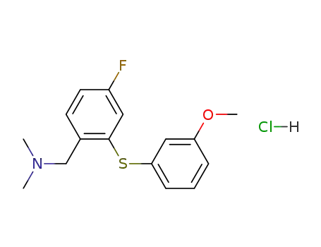 Molecular Structure of 134987-46-5 (1-{4-fluoro-2-[(3-methoxyphenyl)sulfanyl]phenyl}-N,N-dimethylmethanamine hydrochloride)