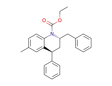 1(2H)-Quinolinecarboxylic acid,
3,4-dihydro-6-methyl-4-phenyl-2-(phenylmethyl)-, ethyl ester, cis-