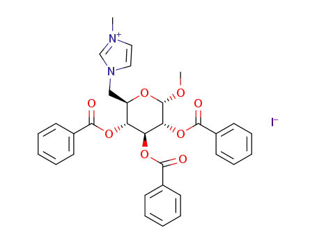 1-methyl-3-(methyl 2,3,4-tri-O-benzoyl-6-deoxy-α-D-glucopyrano-6-yl)imidazolium iodide