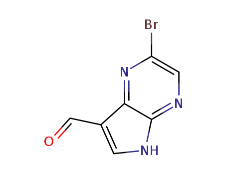 Molecular Structure of 1185428-32-3 (2-BroMo-5H-pyrrolo[2,3-b]pyrazine-7-carboxaldehyde)