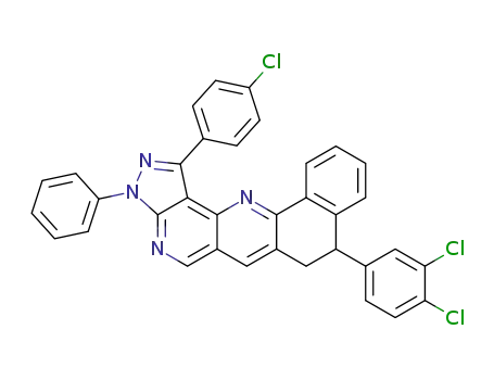 Molecular Structure of 1359972-73-8 (1-(4-chlorophenyl)-8-(3,4-dichlorophenyl)-3-phenyl-7,8-dihydro-3H-naphtho[1,2-b]pyrazolo-[3,4-h][1,6]naphthyridine)