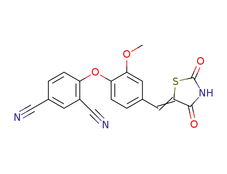 Molecular Structure of 1262328-49-3 (4-[4-(2,4-dioxothiazolidin-5-ylidenemethyl)-2-methoxyphenoxy]isophthalonitrile)
