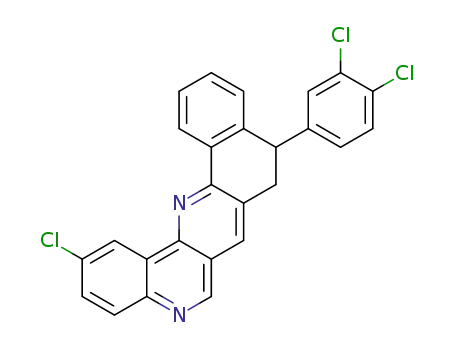 Molecular Structure of 1338818-61-3 (2-chloro-9-(3,4-dichloro-phenyl)-8,9-dihydrobenzo[h]naphtho[1,2-b][1,6]naphthyridine)