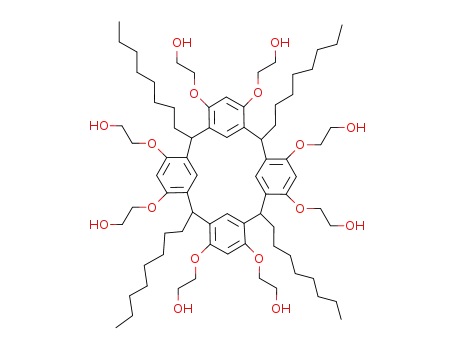Molecular Structure of 374563-16-3 (2,2',2'',2''',2'''',2''''',2'''''',2'''''''-(((2R,4S)-2,4,6,8-tetraoctyl-1,3,5,7(1,3)-tetrabenzenacyclooctaphane-14,16,34,36,54,56,74,76-octayl)octakis(oxy))octakis(ethan-1-ol))