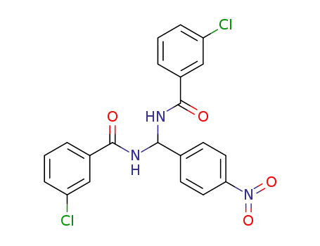 Molecular Structure of 608099-96-3 (N-[3-chlorobenzoylamino(4-nitrophenyl)methyl]-3-chlorobenzamide)