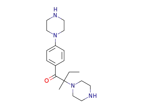 Molecular Structure of 1260148-96-6 (2-methyl-2-piperazin-1-yl-1-(4-piperazin-1-yl-phenyl)-butan-1-one)