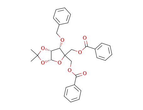 Molecular Structure of 552856-52-7 (5-O-benzoyl-4-C-benzoyloxymethyl-3-O-benzyl-1,2-O-isopropylidene-α-D-erythro-pentofuranose)
