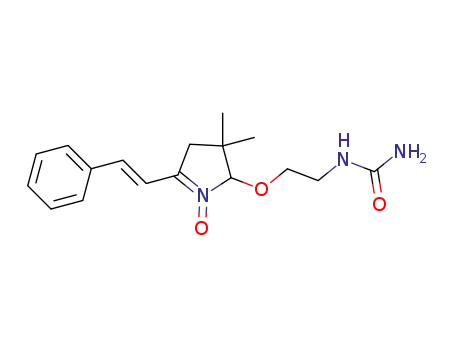 Molecular Structure of 1376476-82-2 (N-[2-({3,3-dimethyl-1-oxido-5-[(E)-2-(phenyl)vinyl]-3,4-dihydro-2H-pyrrol-2-yl}oxy)ethyl]urea)