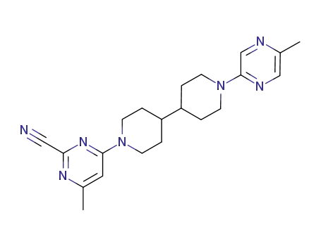 Molecular Structure of 1039743-15-1 (4-methyl-6-[1'-(5-methylpyrazin-2-yl)-4,4'-bipiperidin-1-yl]pyrimidine-2-carbonitrile)