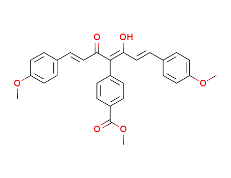 Molecular Structure of 1430883-98-9 (methyl 4-((1E,3Z,6E)-3-hydroxy-1,7-bis(4-methoxyphenyl)-5-oxohepta-1,3,6-trien-4-yl)benzoate)