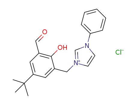 Molecular Structure of 1416171-25-9 (3-(5-tert-butyl-3-formyl-2-hydroxybenzyl)-1-phenyl-1H-imidazol-3-ium chloride)