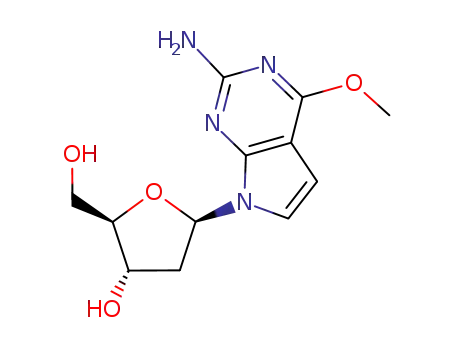 Molecular Structure of 86392-74-7 (2-AMINO-4-METHOXY-7-(BETA-D-2-DEOXYRIBOFURANOSYL)PYRROLO[2,3-D]PYRIMIDINE)