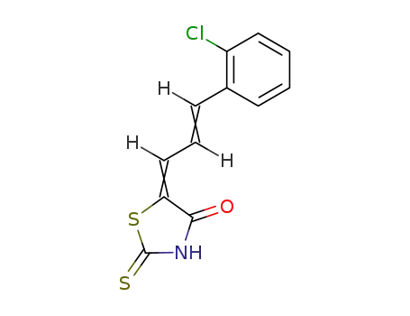 Molecular Structure of 15328-88-8 (5-[3-(2-chloro-phenyl)-allylidene]-2-thioxo-thiazolidin-4-one)