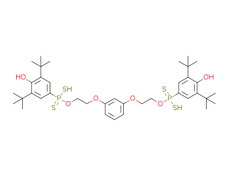 Molecular Structure of 1379612-23-3 (O,O'-benzene-1,3-bis[ethoxy-2-(3,5-di-tert-butyl-4-hydroxyphenyldithiophosphonic acid)])